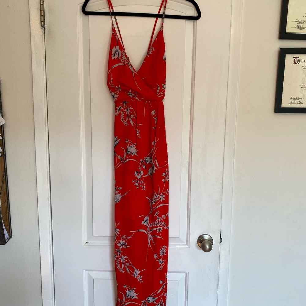Bright red wrap looking dress
